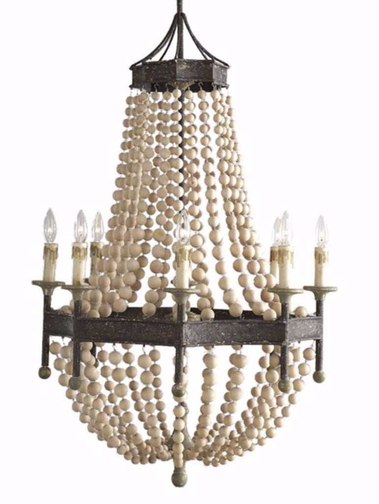 Kamille - Wooden Bead Empire Chandelier - Au Courant Interiors