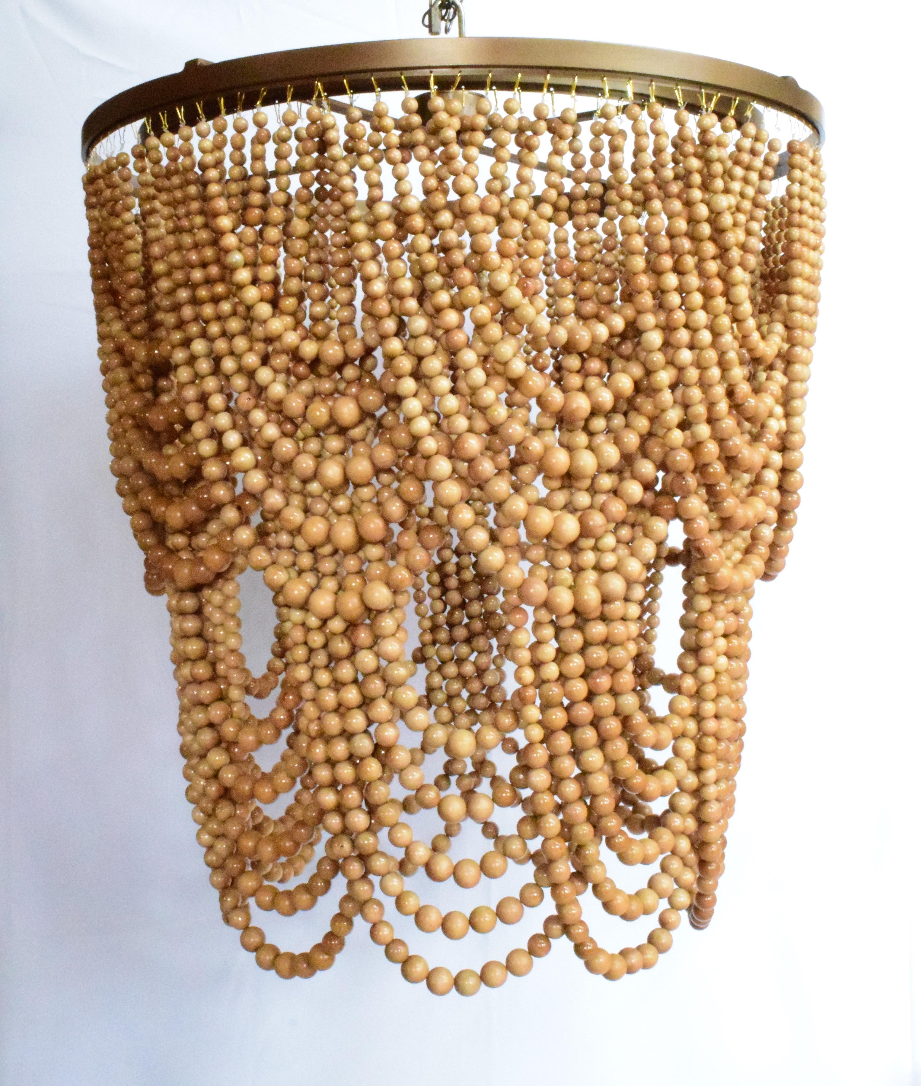 Honey Wooden Bead Chandelier