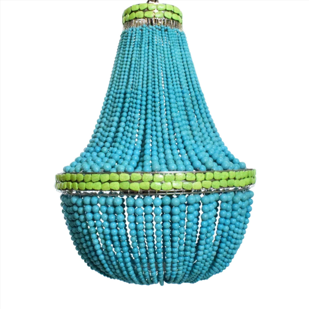Nicole - Turquoise Stone Empire Chandelier with Green Stone Band - Au Courant Interiors