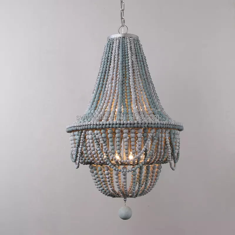 Jacques Iron & Wood beads Chandelier