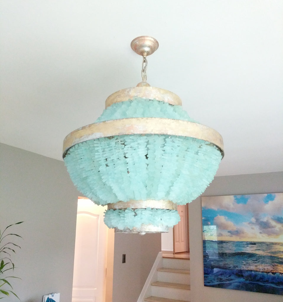 Custom Zar Sea Glass chandelier - Au Courant Interiors