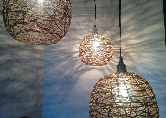 Cosette -   Pendant Twine Ceiling Light - 20" diameter - Au Courant Interiors